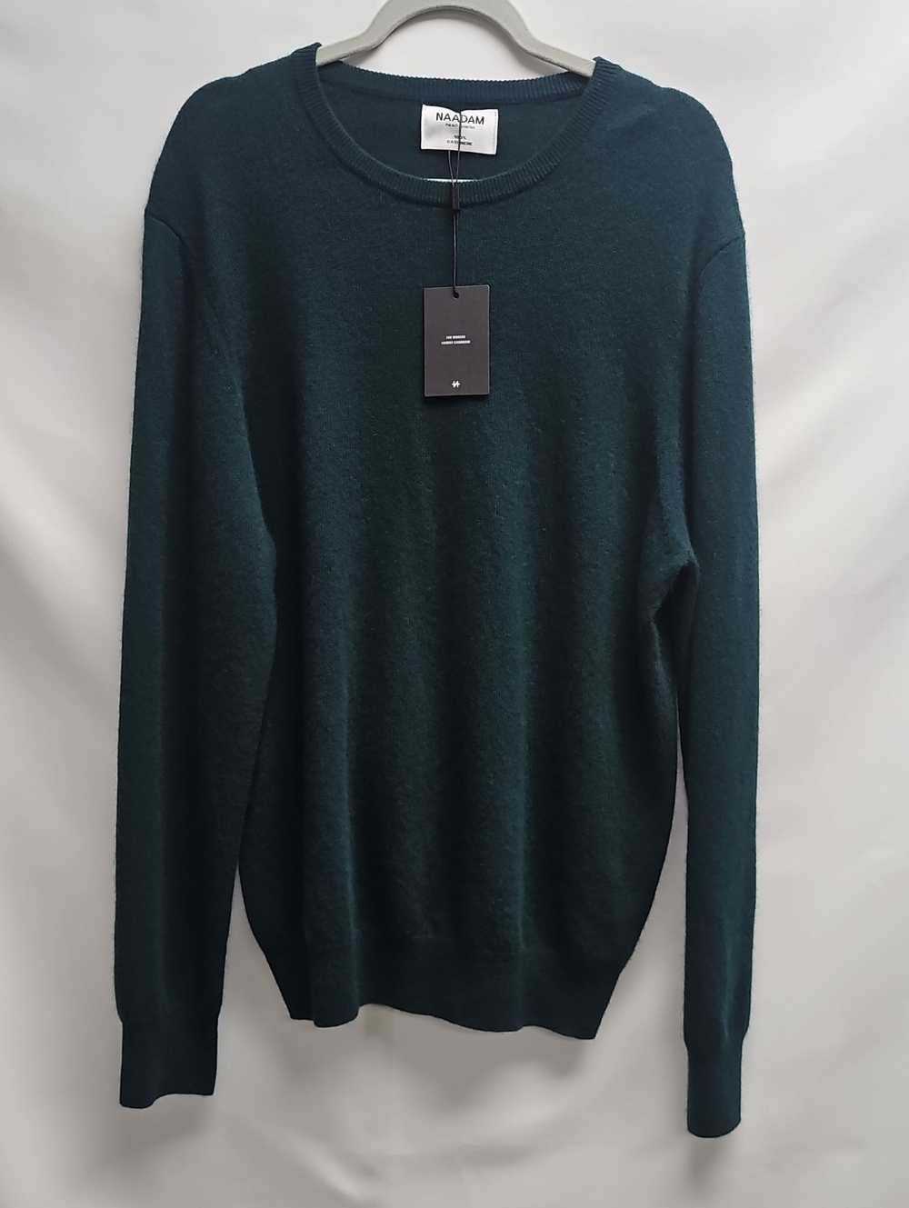 NWT NAADAM 100% Cashmere Crewneck Sweater Hunter Green Mens XL